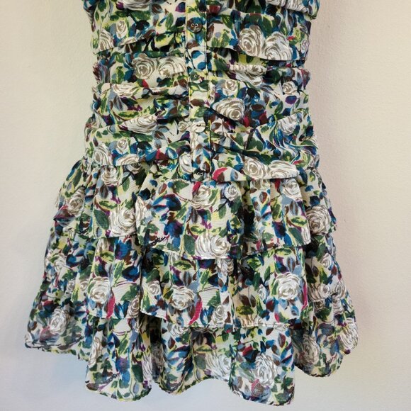 Y2K Papaya Babydoll Halter Neck Tank Top Smoked Boddy RUffle Zip Women S Retro - Picture 6 of 14